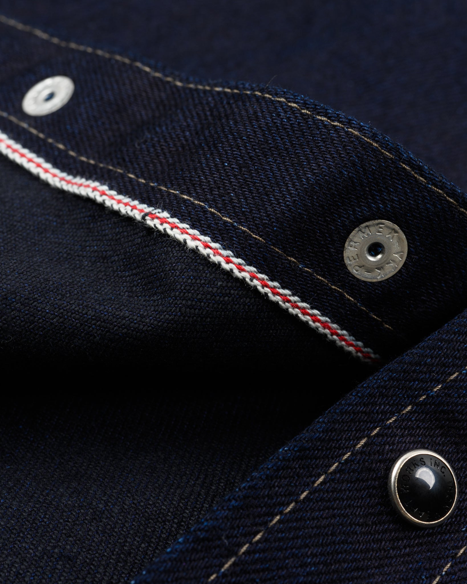 IHSH-295-IB 14oz Selvedge Denim Western Shirt - Indigo/Black - 16