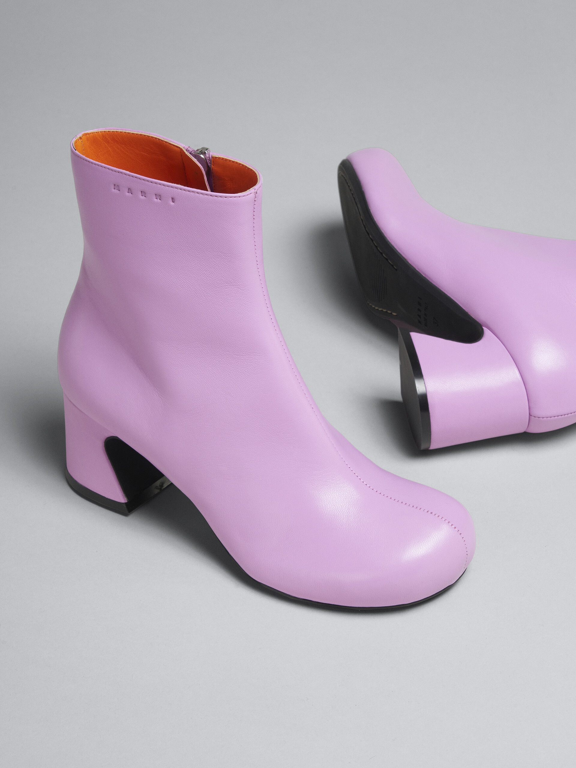 PINK LEATHER ANKLE BOOT - 4
