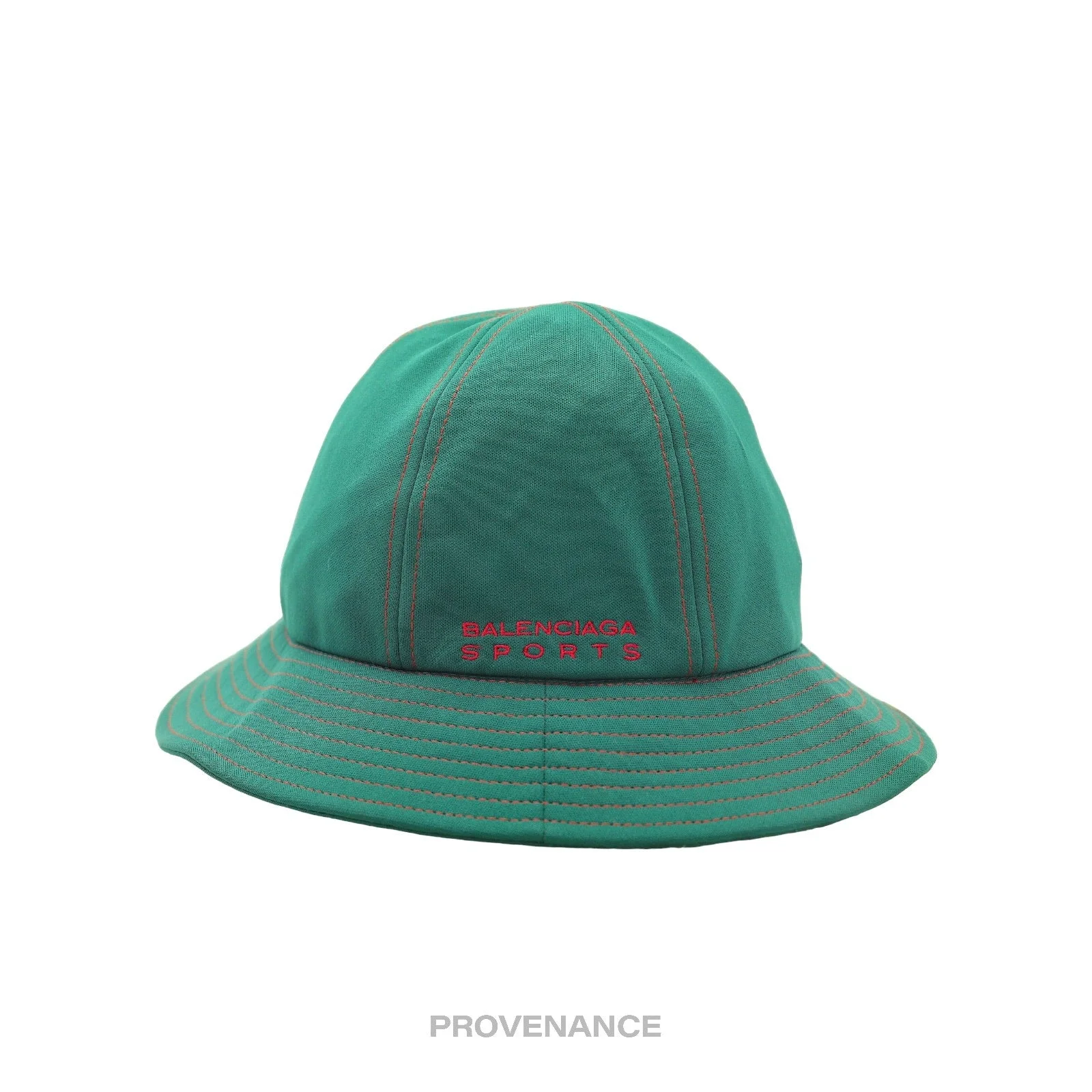 Balenciaga Sports Logo Embroidered Bucket Hat - Green Red - 1