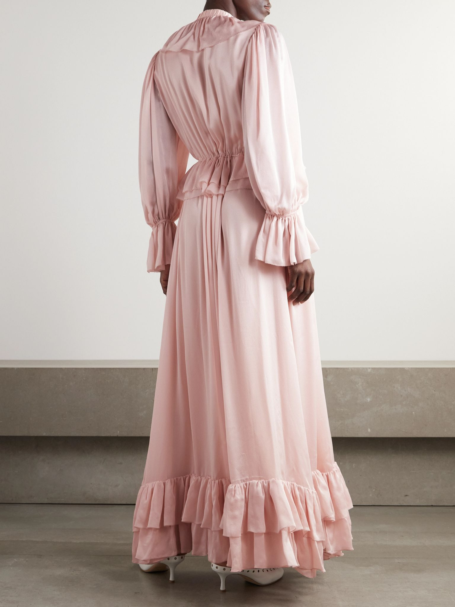 Ruffled silk-chiffon gown Pink - 3