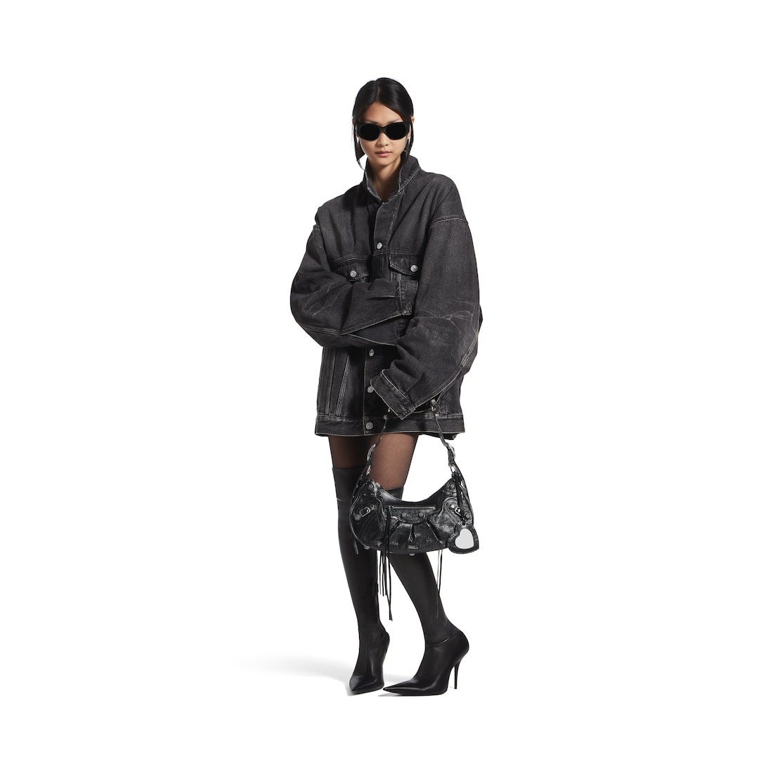 Women's Le Cagole Small Shoulder Bag in Black - 6