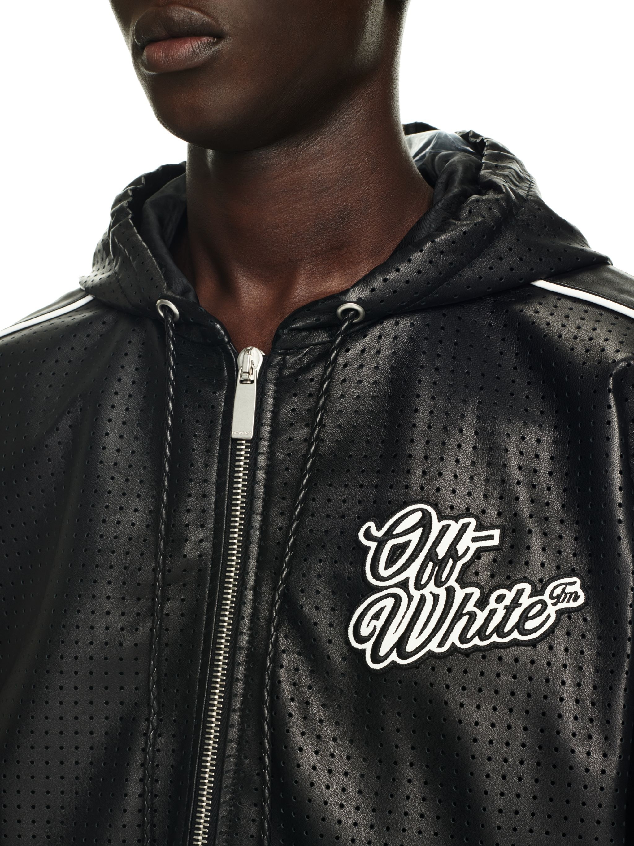 90s Logo Leather Mesh Hoodie - 5