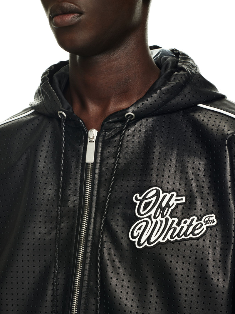 90s Logo Leather Mesh Hoodie 5