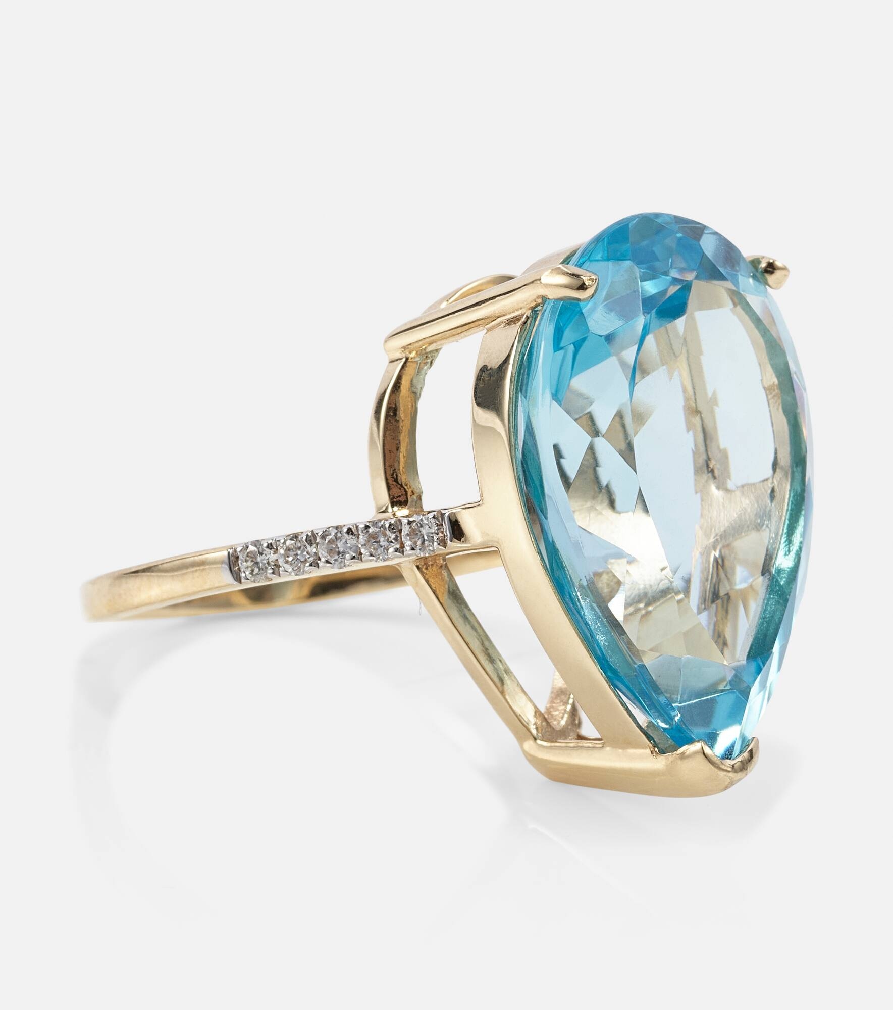 14kt gold ring with topaz and diamonds - 4