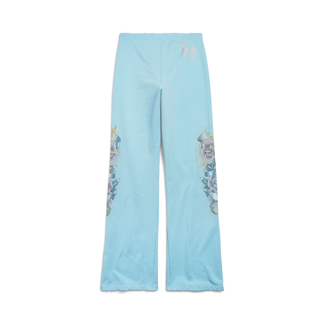 Women's Tacky Tattoo Flared Sweatpants in Light Blue - 2