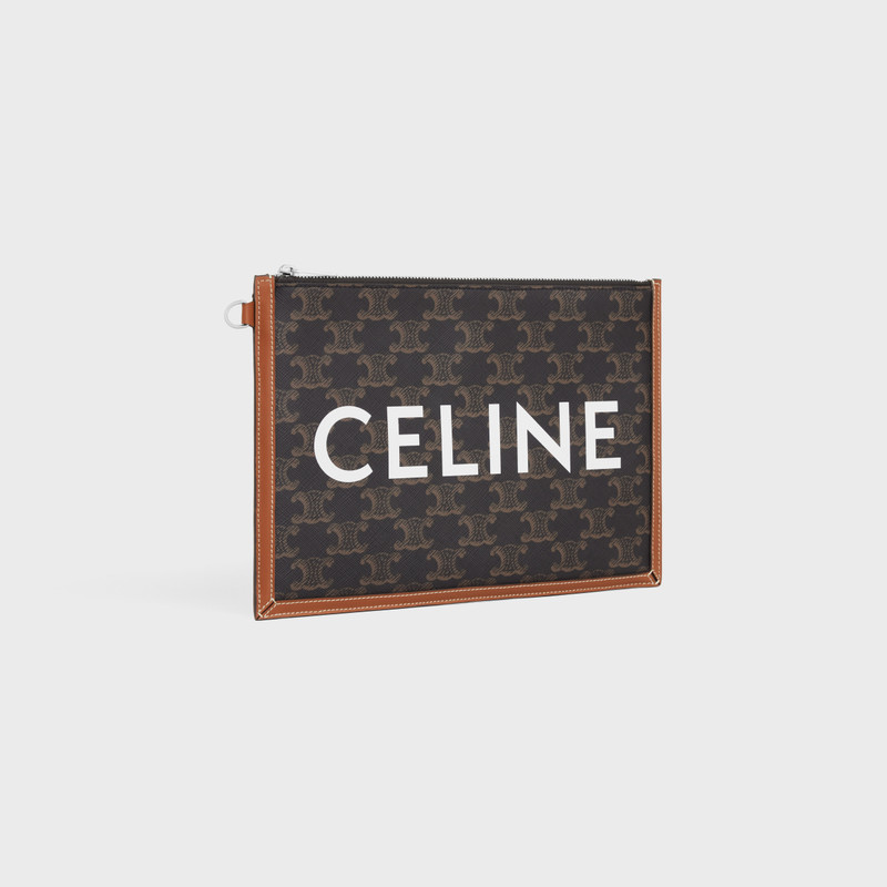 SMALL FLAT POUCH WITH STRAP in Triomphe canvas with celine print 3