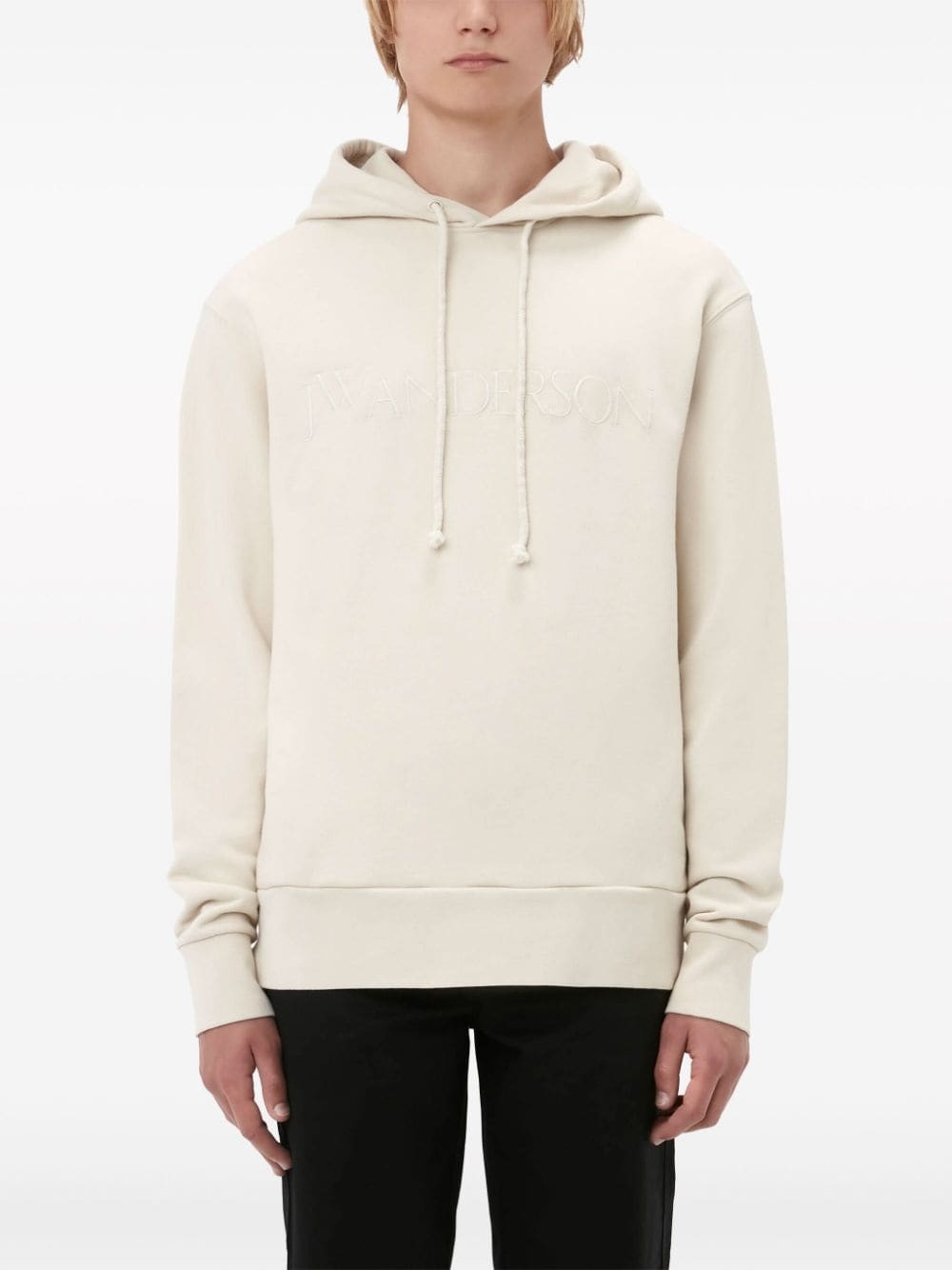 logo-embroidered cotton hoodie - 4