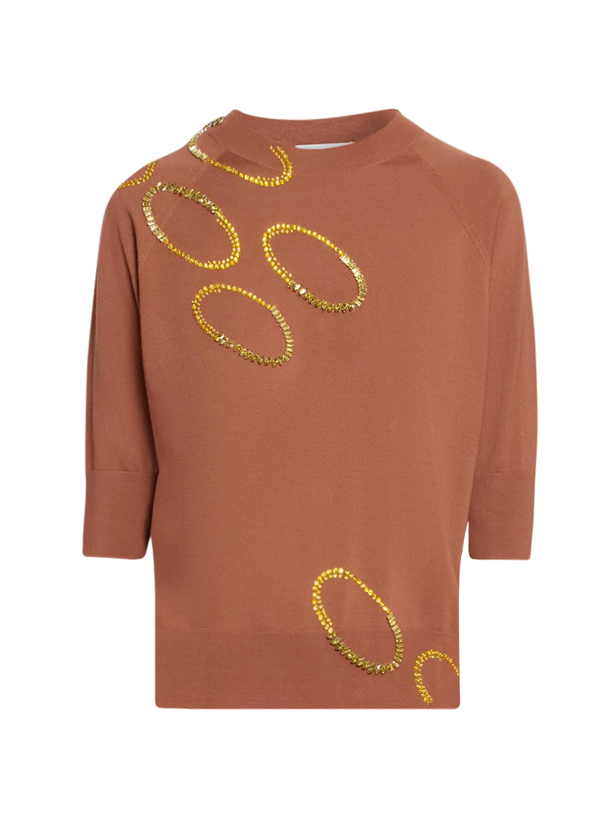 Women's Tuan Embellished Wool Short-Sleeve Sweater - Light Rust - 1
