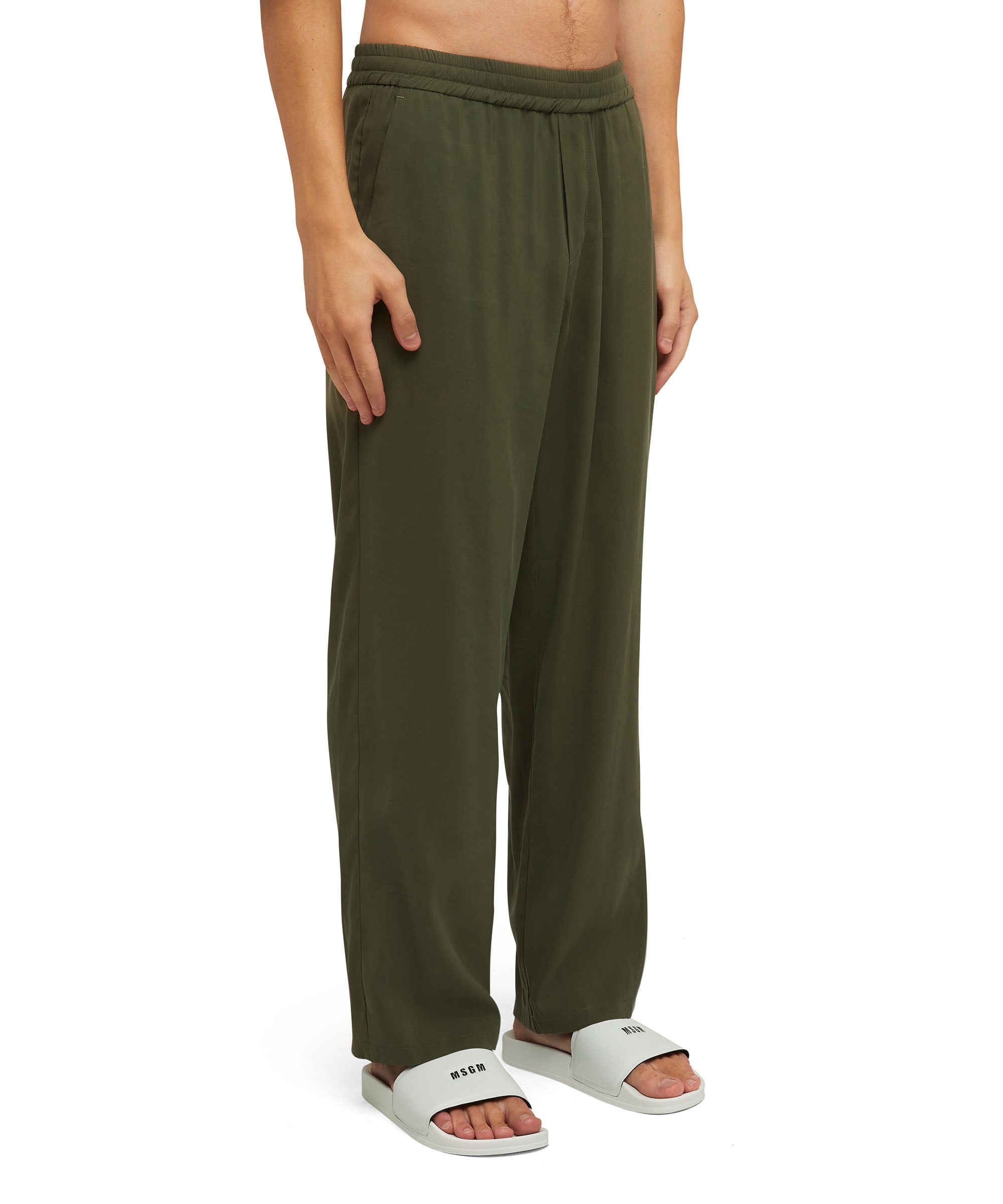 Solid color viscose fluid pants with straight legs - 5