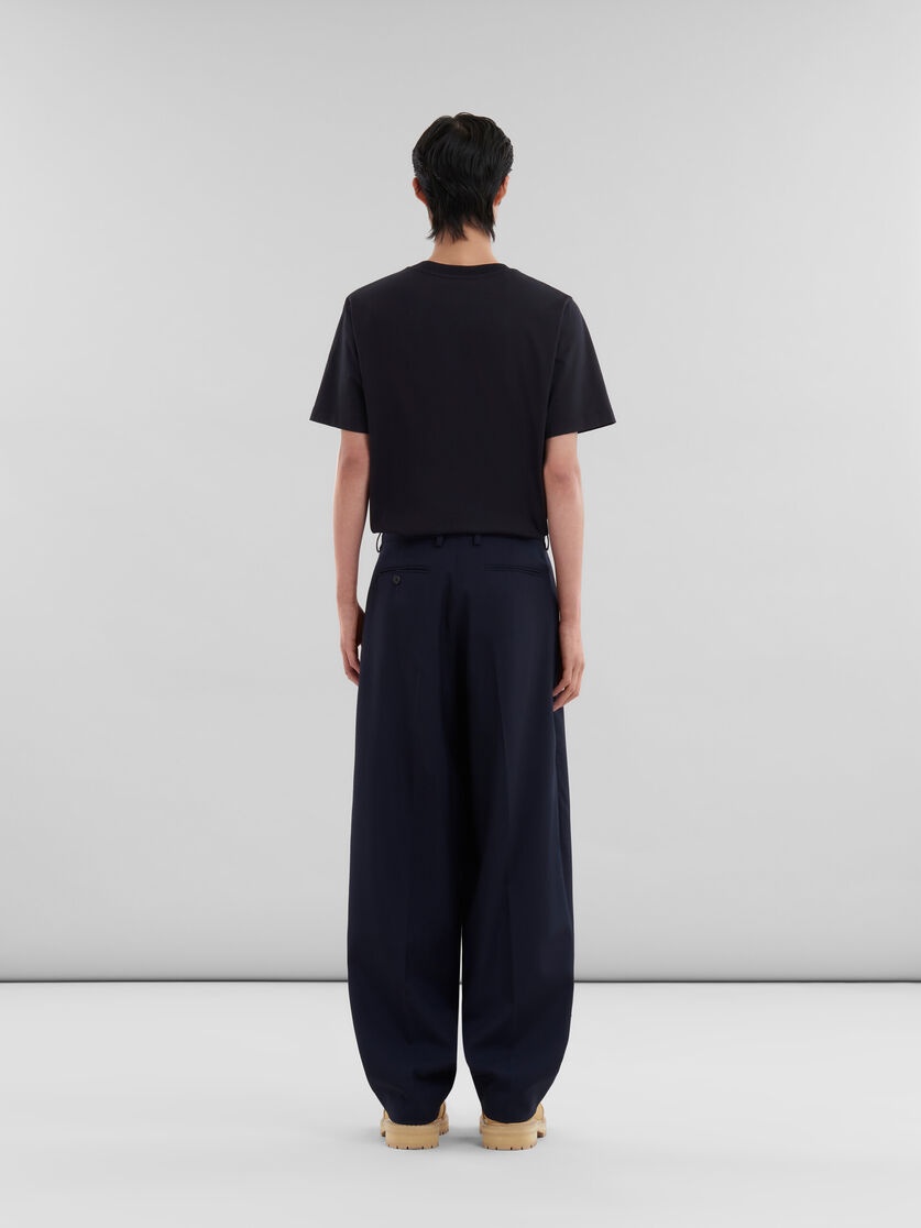 DEEP BLUE TROPICAL WOOL PLEATED TROUSERS - 3