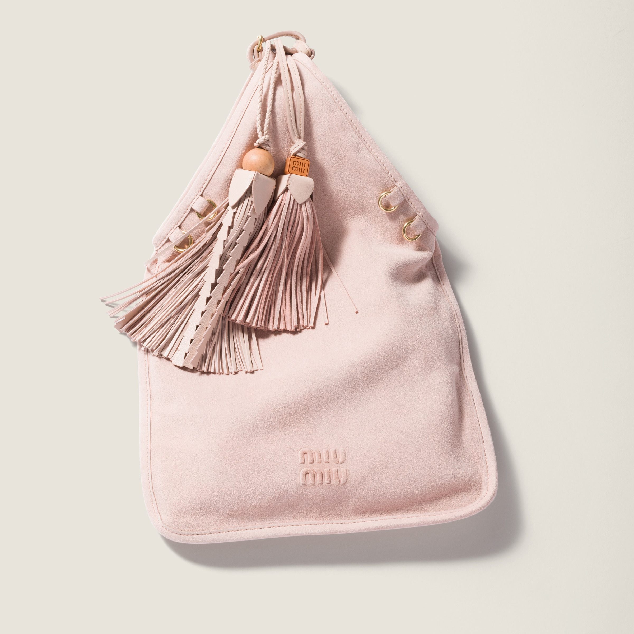Suede handbag with tassels - 5