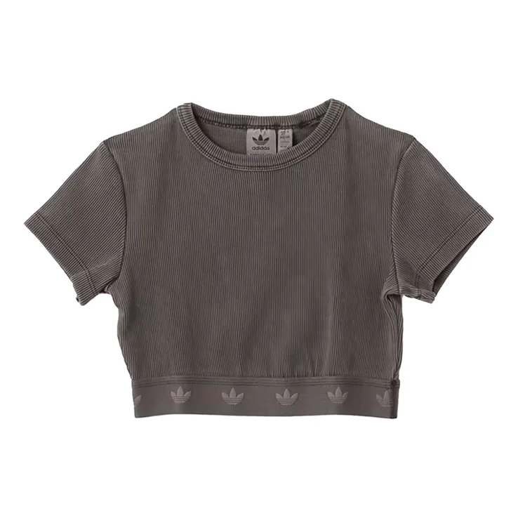 (WMNS) adidas Rib SS Top T-Shirt 'Grey' JD0041 - 1
