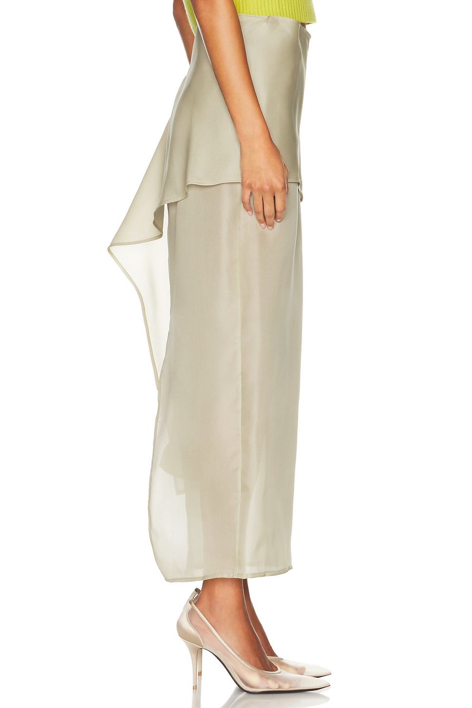 The Silk Gazar Skirt With Drape - 3