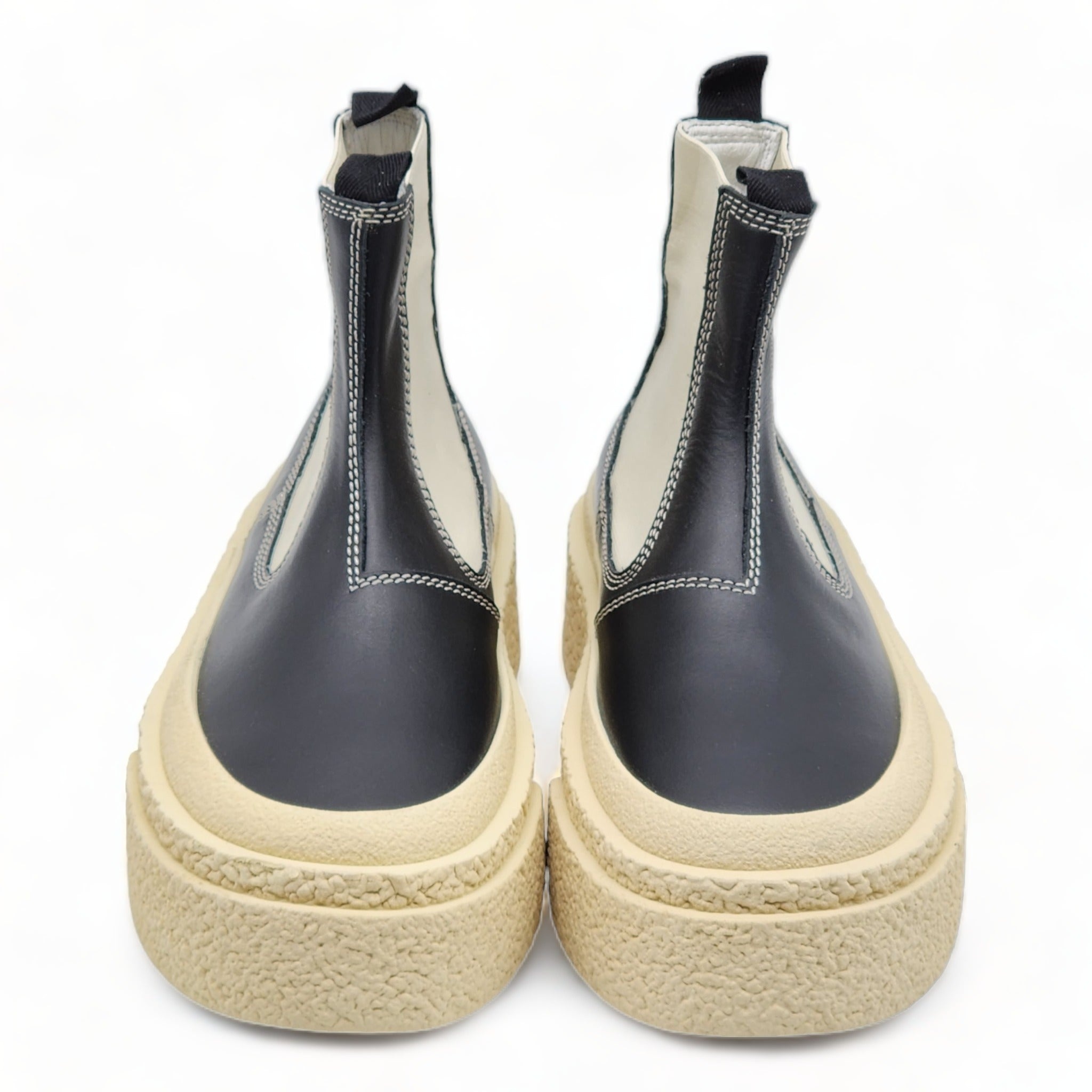 MM6 Maison Margiela Round-toe Leather Ankle Boots - 2