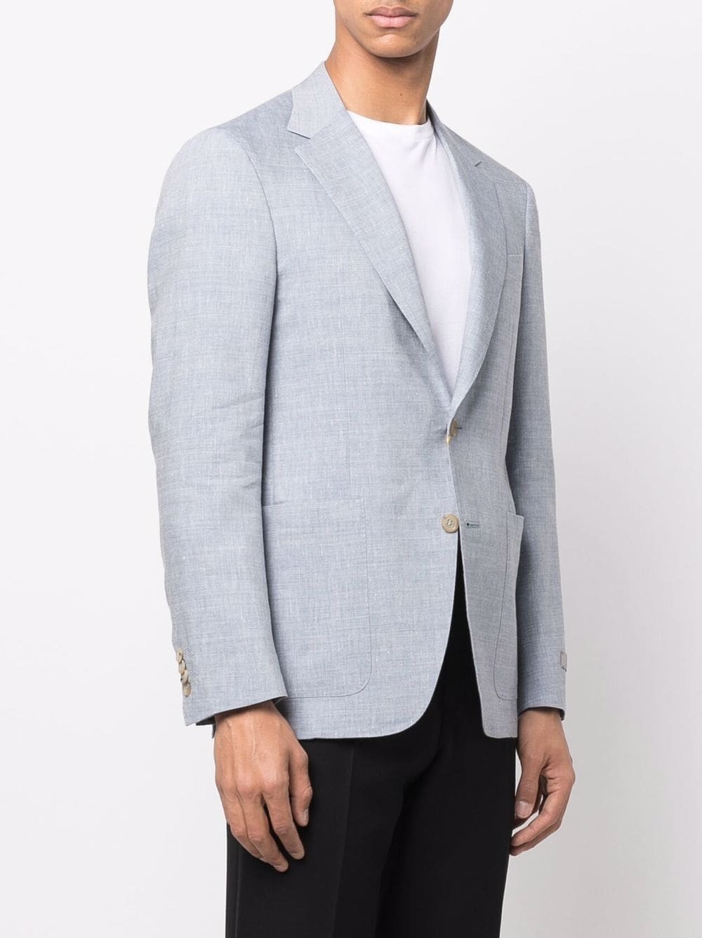 single-breasted linen-wool blazer - 3