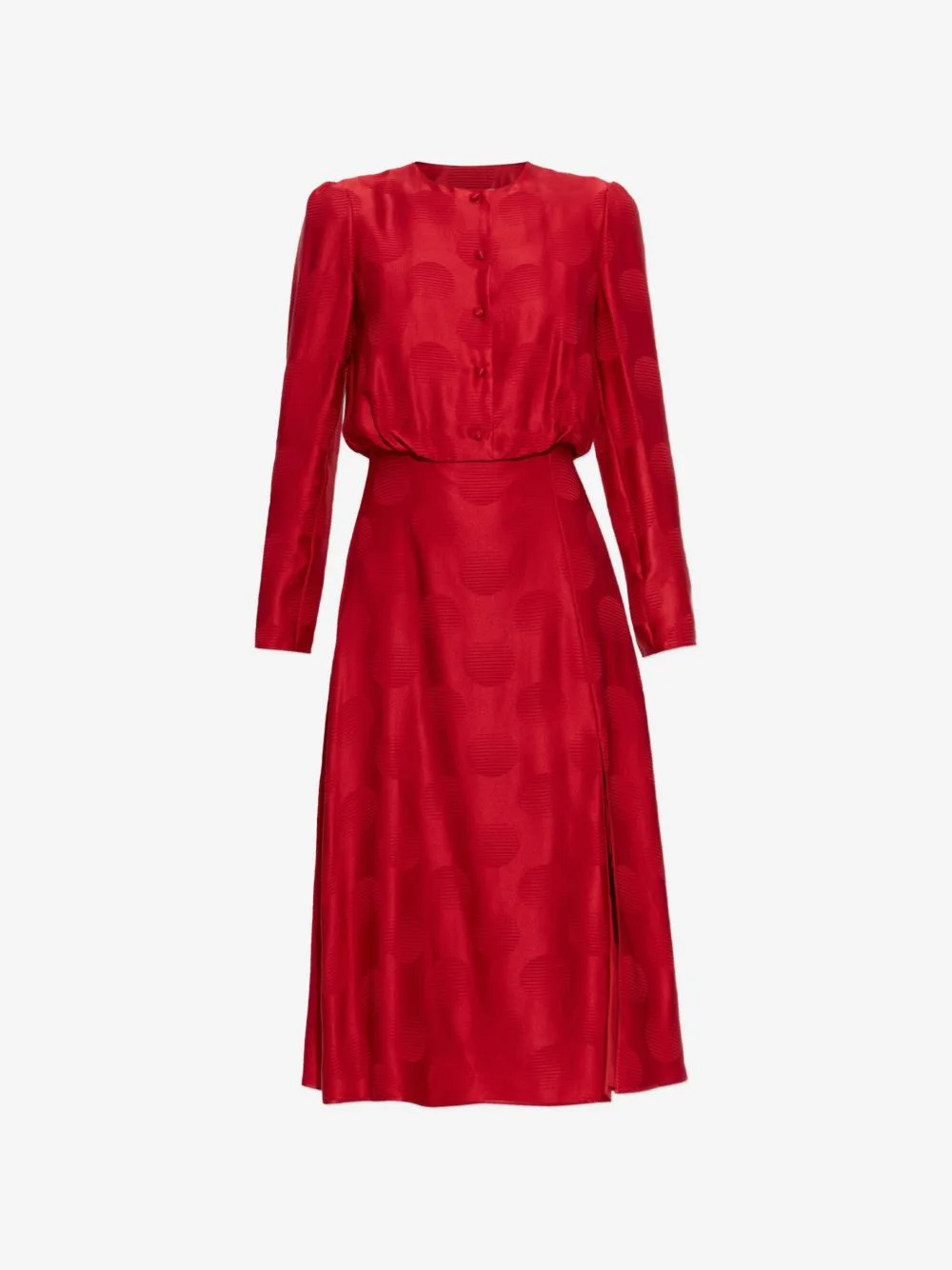 silk long-sleeve midi dress - 1