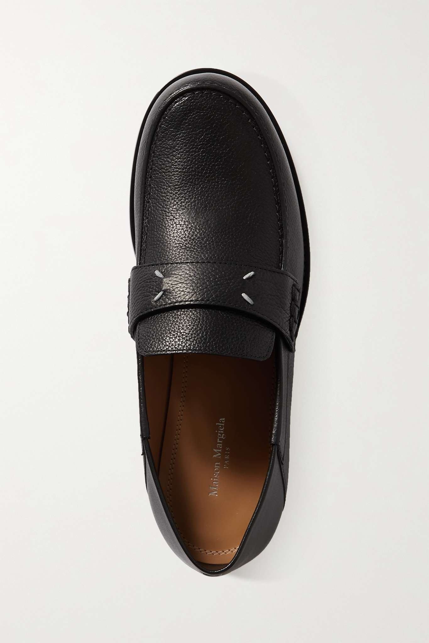 Textured-leather collapsible-heel loafers - 5