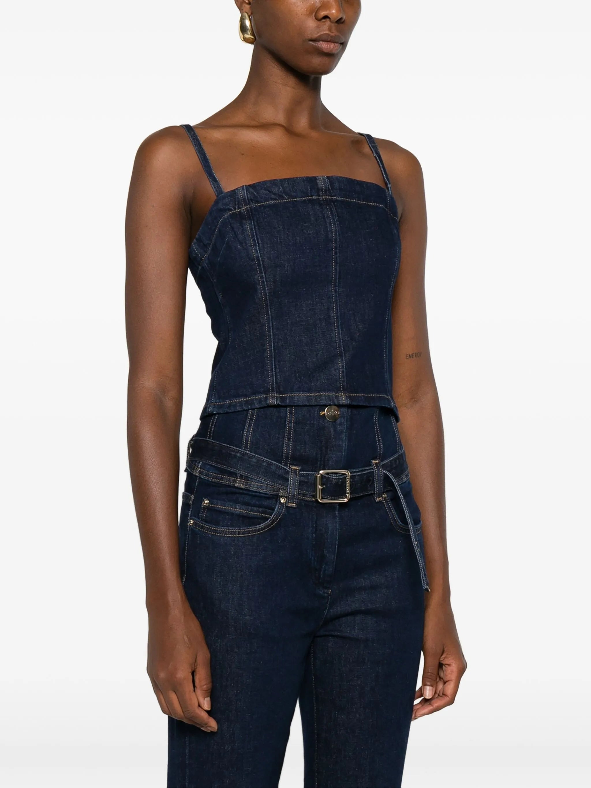 Pinko Spaghetti-strap Denim Tank-top - 5