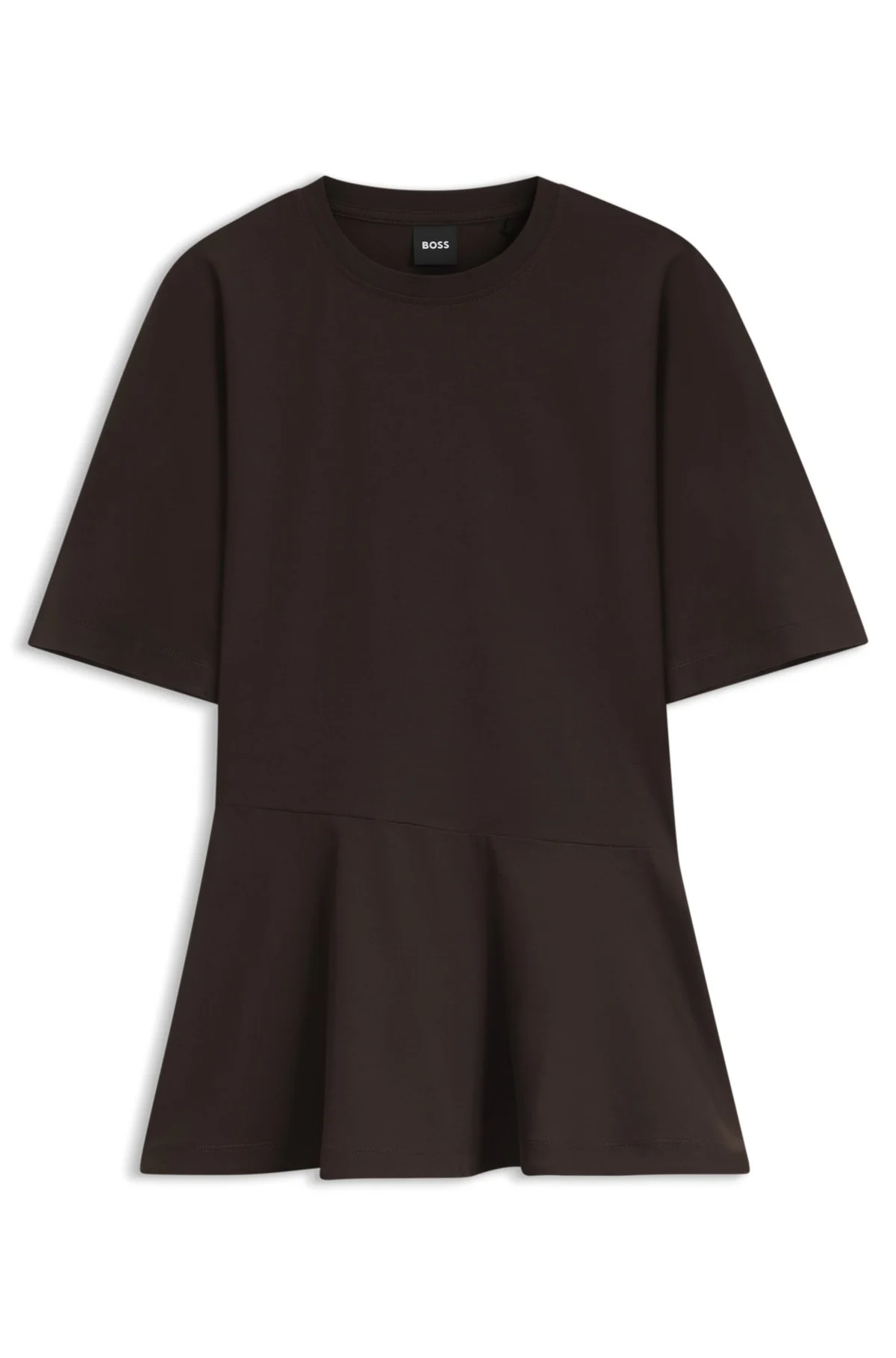 MERCERIZED-COTTON T-SHIRT WITH ASYMMETRIC PEPLUM - 1