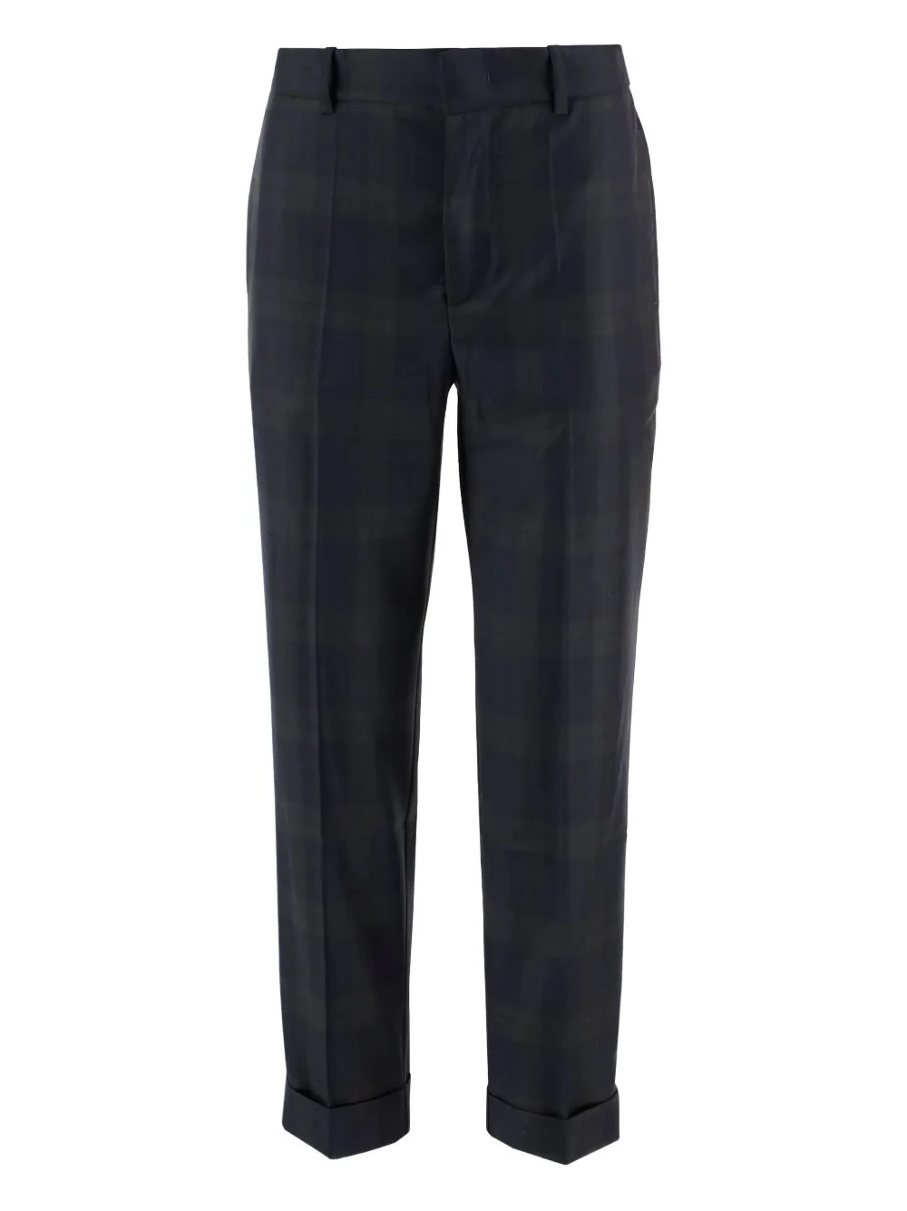 cuffed checked pants - 1