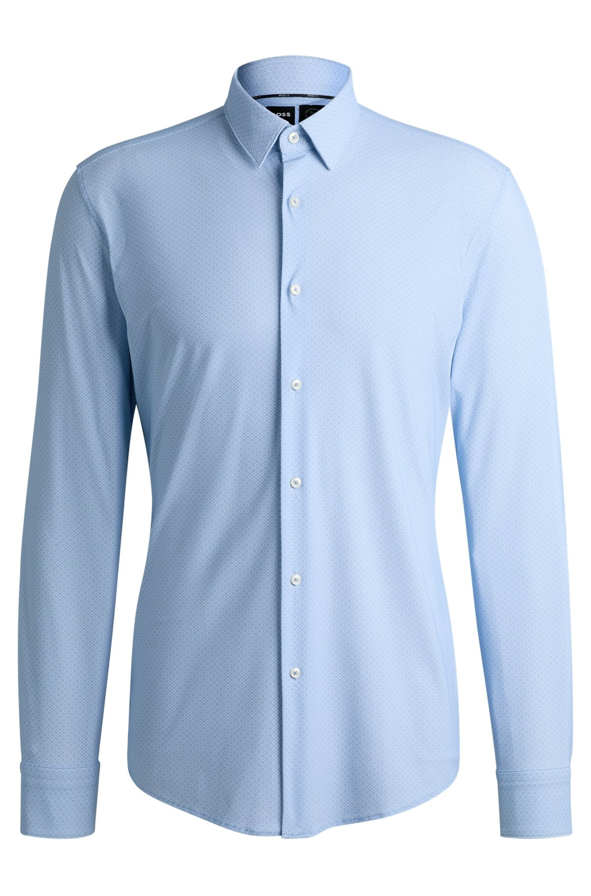 SLIM-FIT SHIRT IN GEOMETRIC-PRINT PERFORMANCE-STRETCH JERSEY - 1