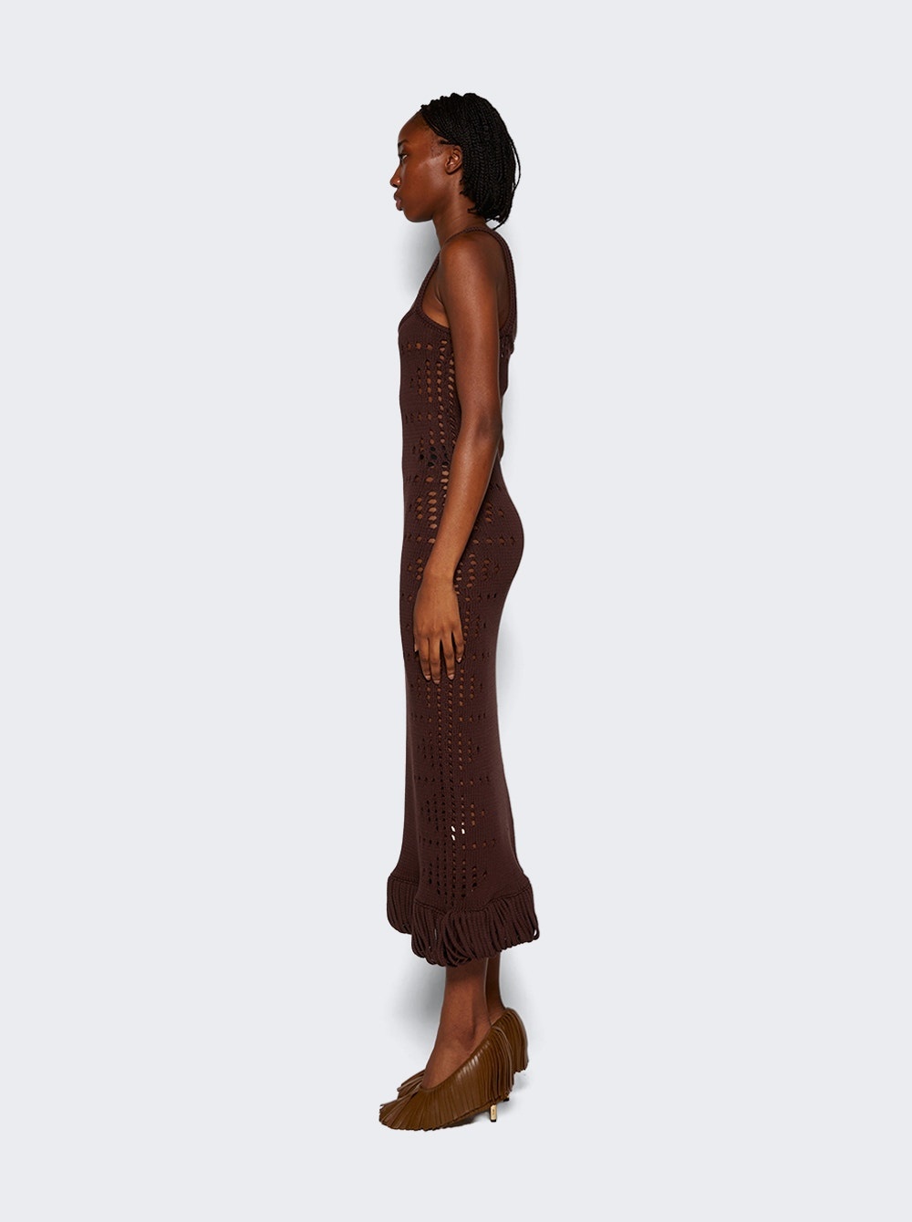 Moore Fringed Cut-out Dress Coffee - 4
