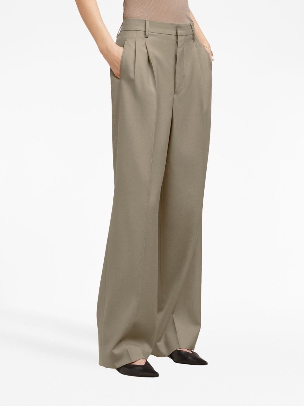 pleated virgin-wool high-waisted trousers - 3