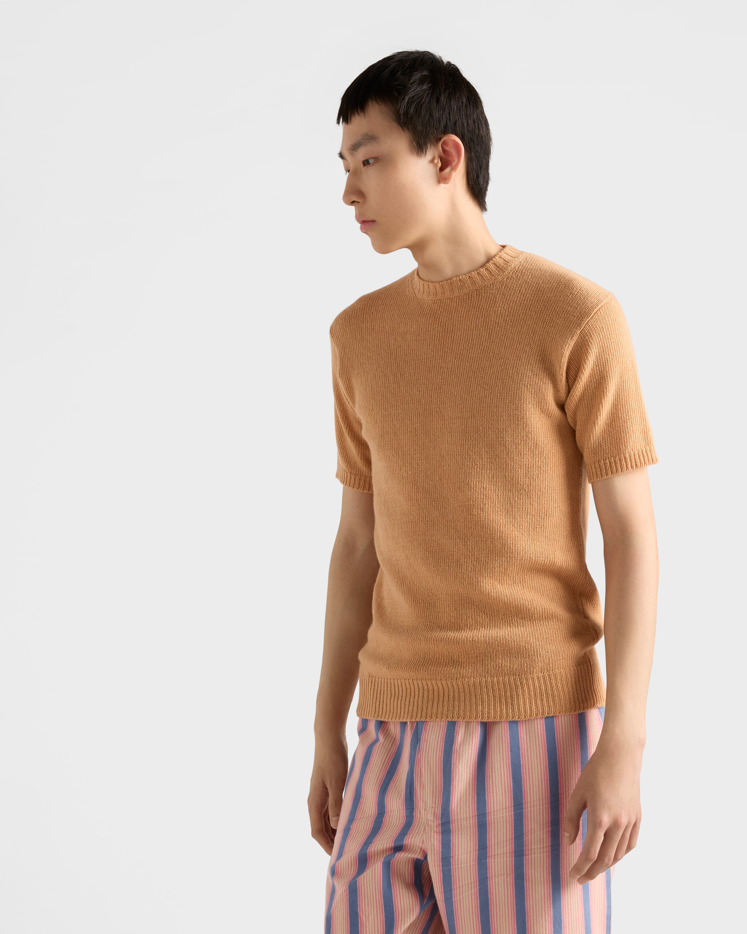 Short-sleeved wool and cashmere sweater - 4