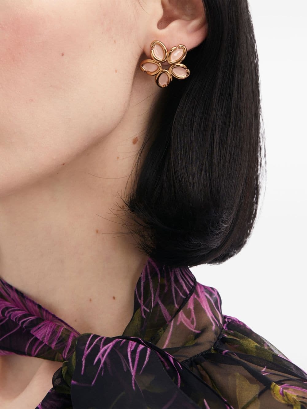 enamel O flower earrings - 3