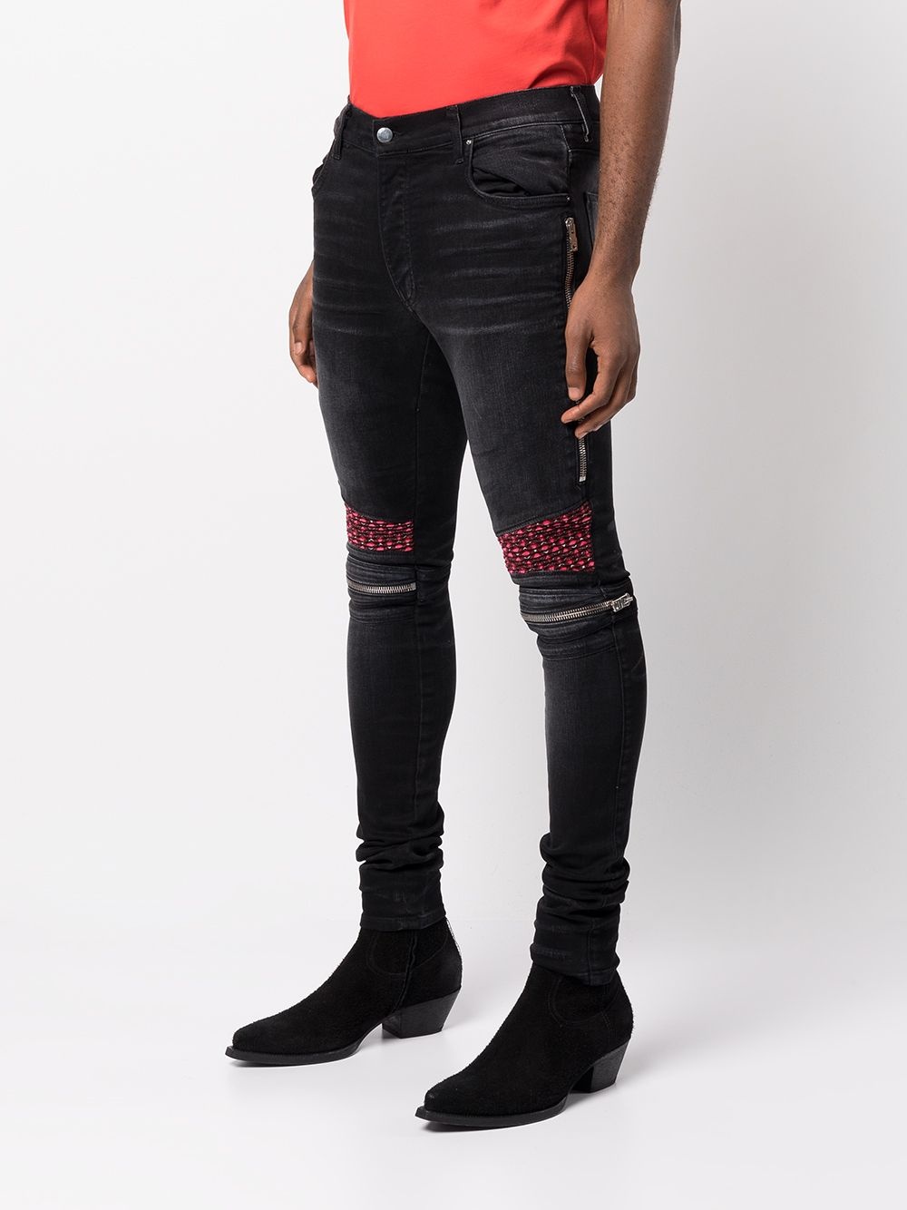 contrast-panel slim-fit jeans - 3