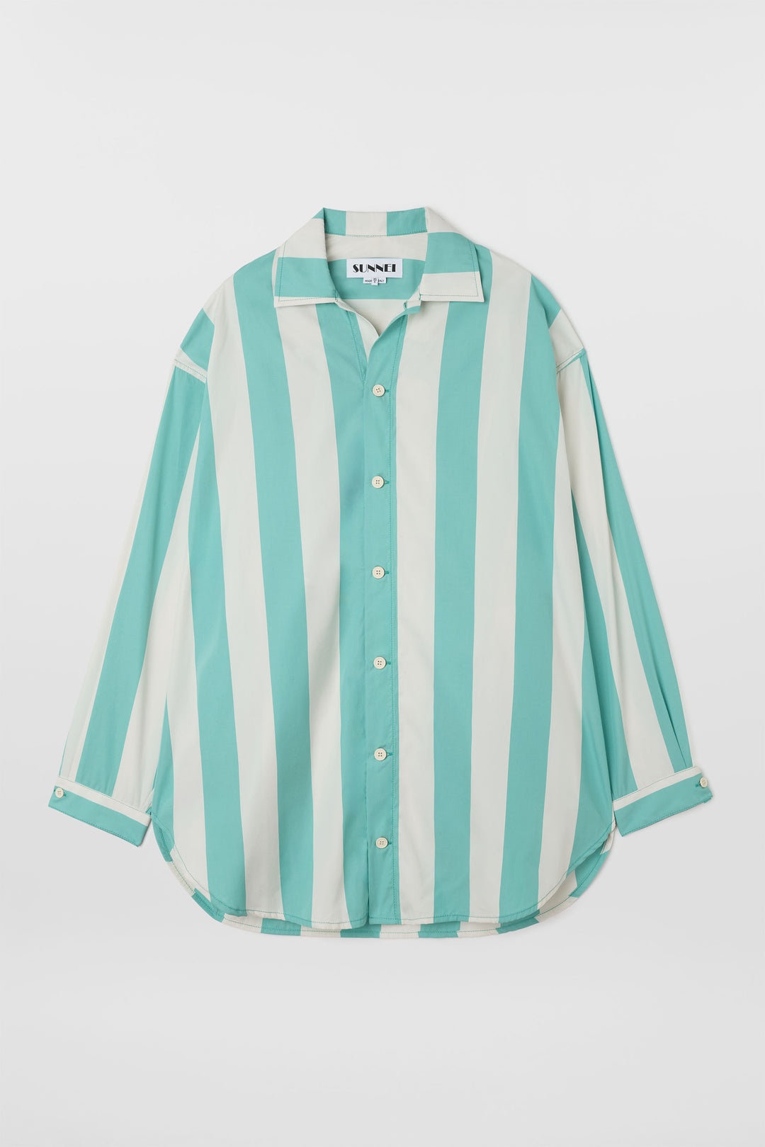 MEGA OVER SHIRT / off white & green stripes - 1