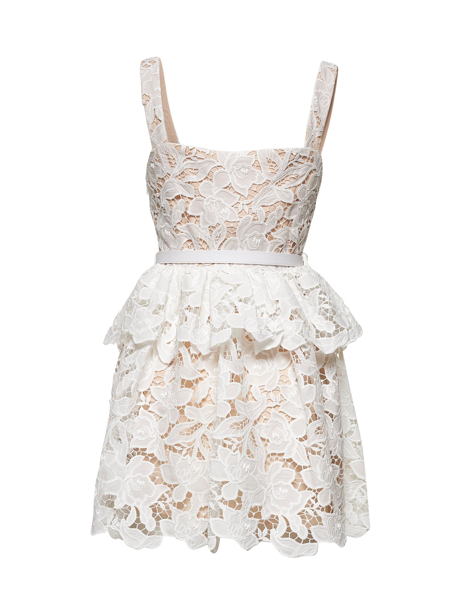 White lace tiered mini dress - 2