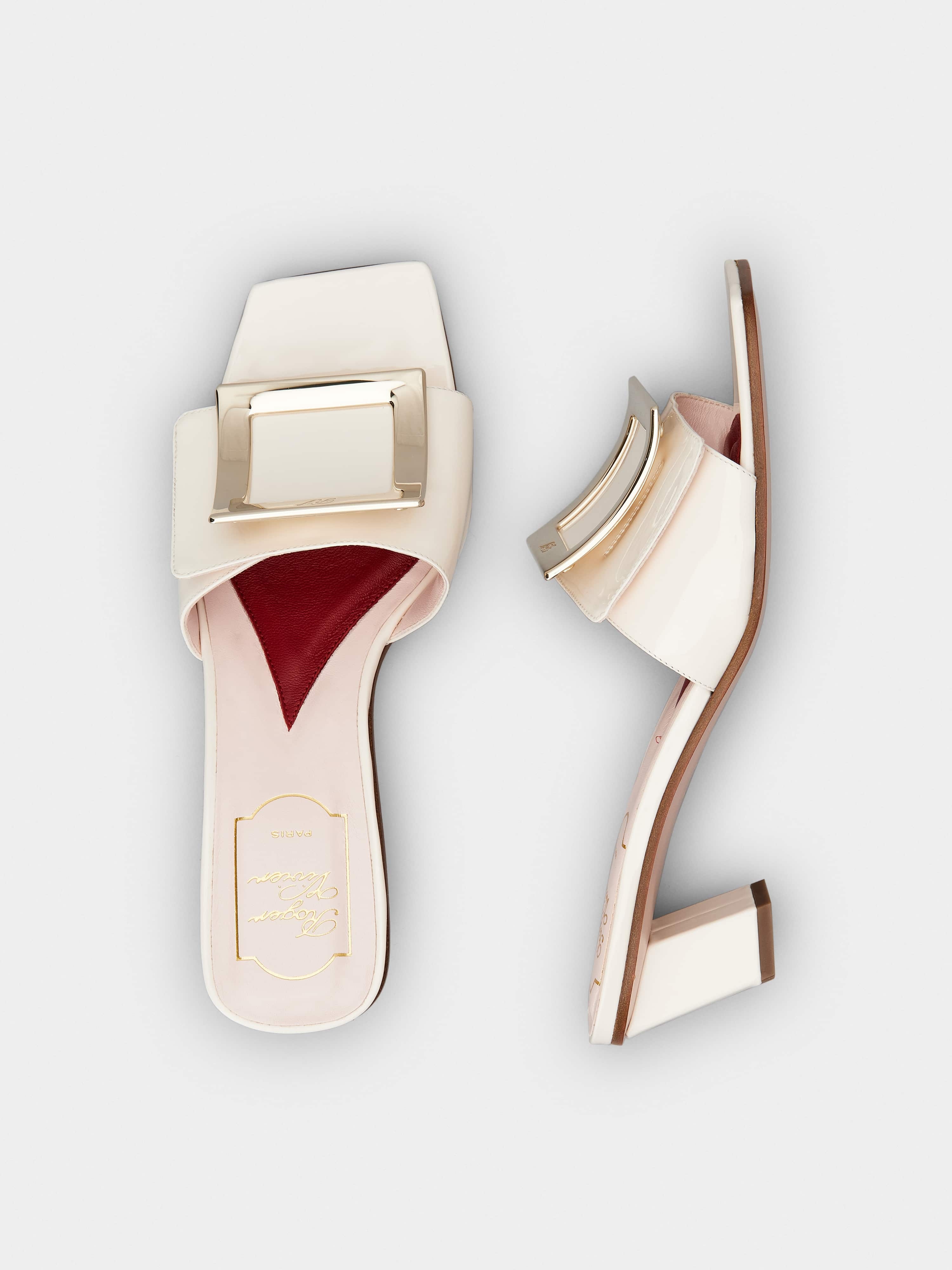 Love Metal Buckle Mules in Patent Leather - 7