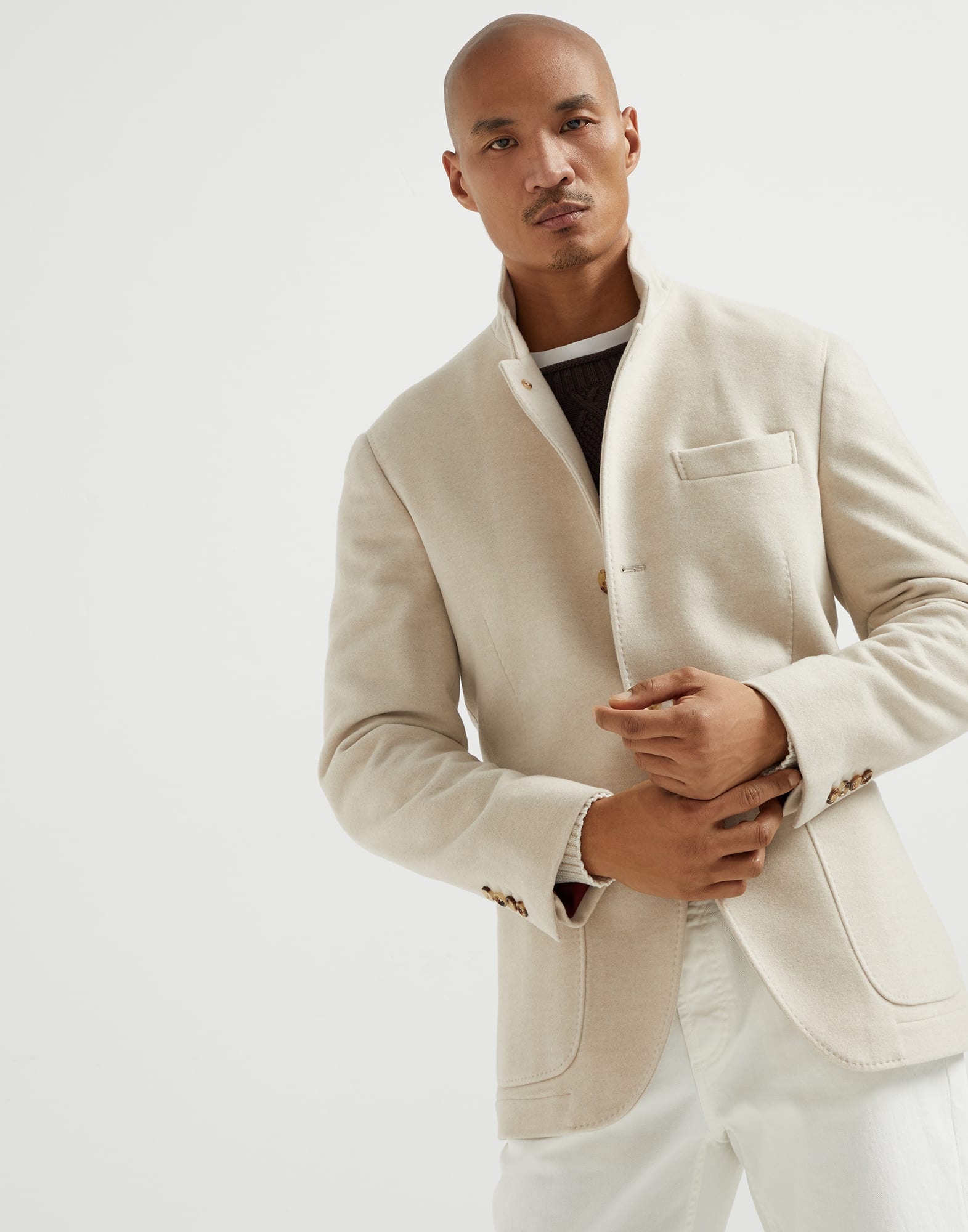 Water-resistant lightweight cashmere outerwear blazer - 1