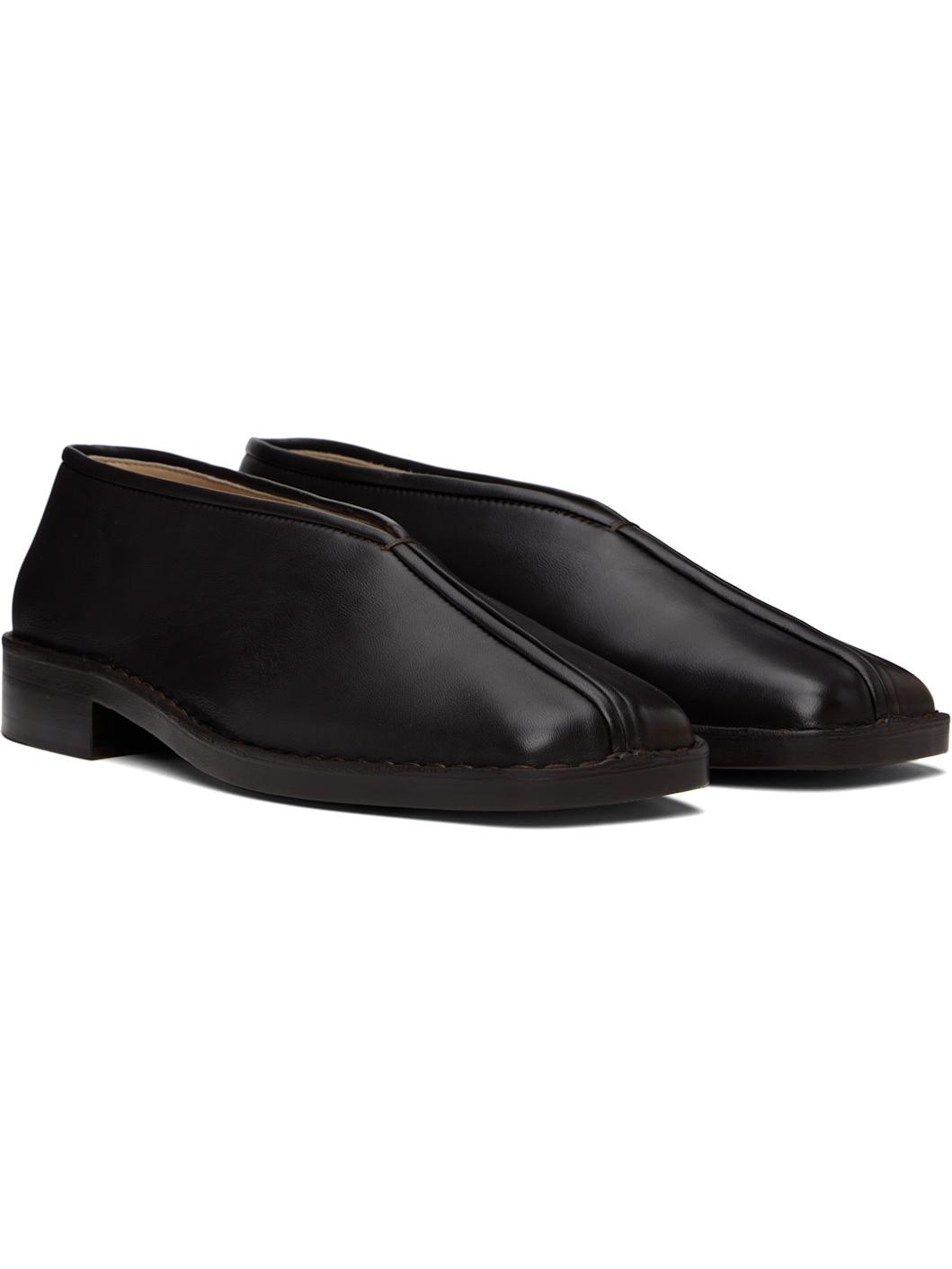Brown Flat Piped Loafers - 4