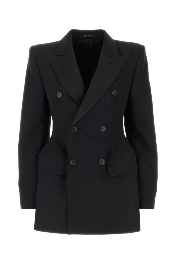 Balenciaga Woman Black Wool Hourglass Blazer - 1