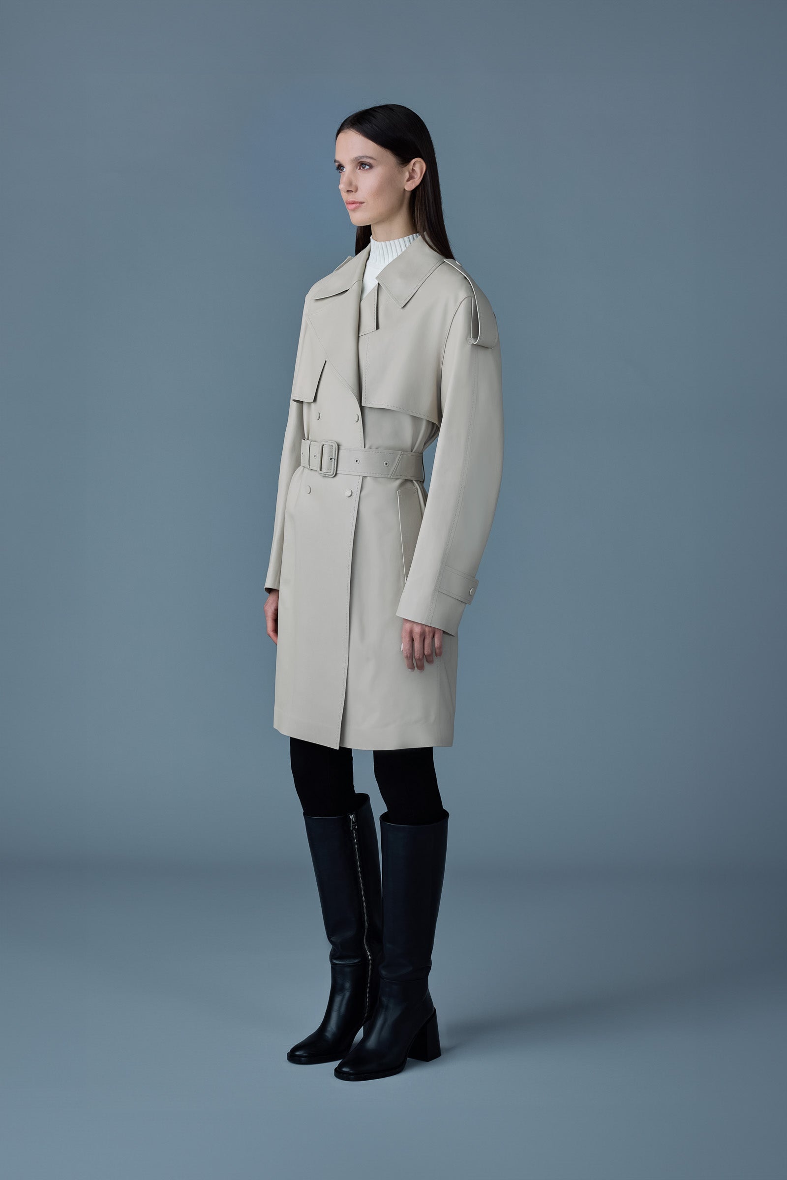 MEDORA Luster leather three-quarter coat - 3