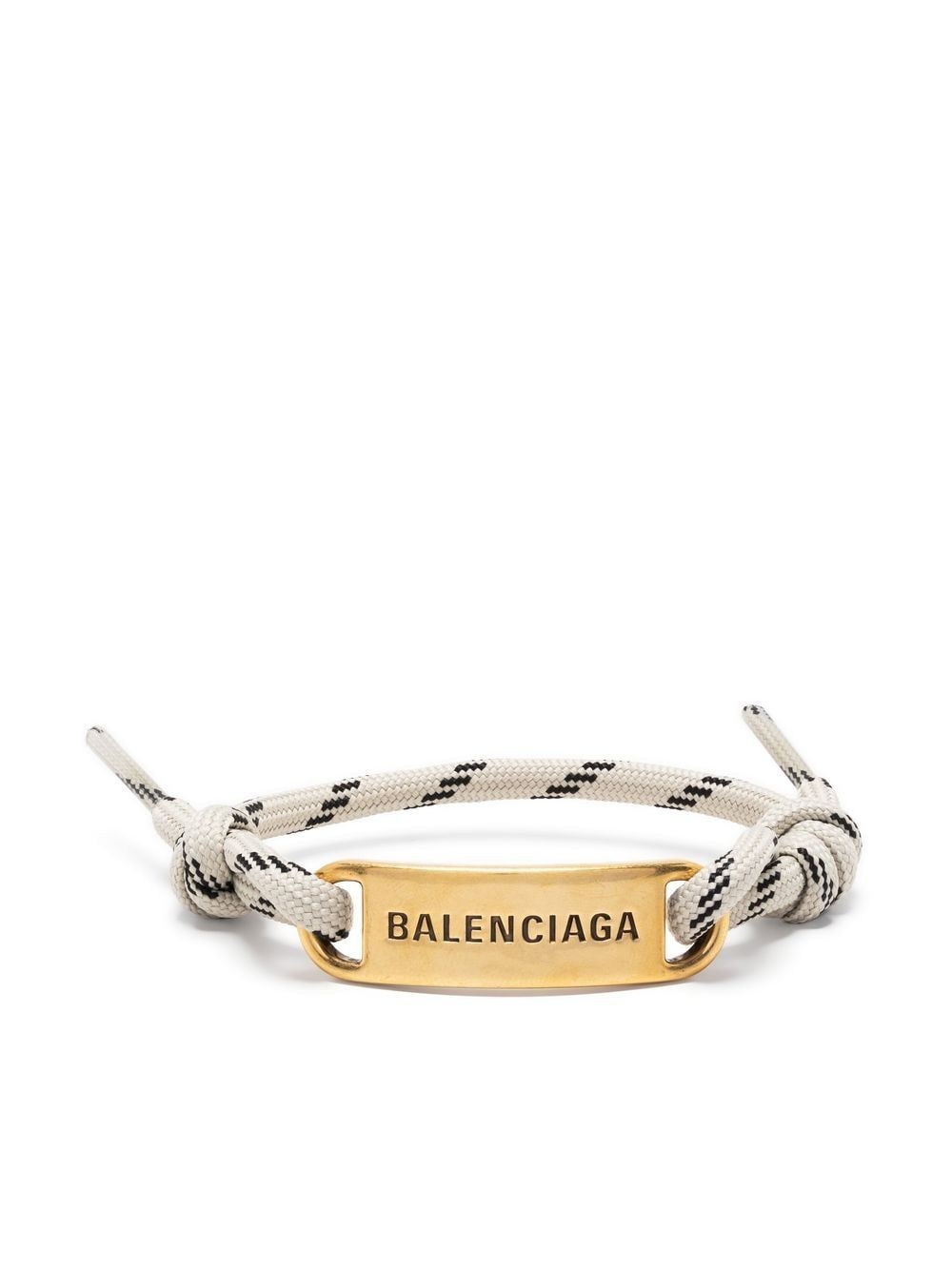 engraved logo-plate rope bracelet - 1