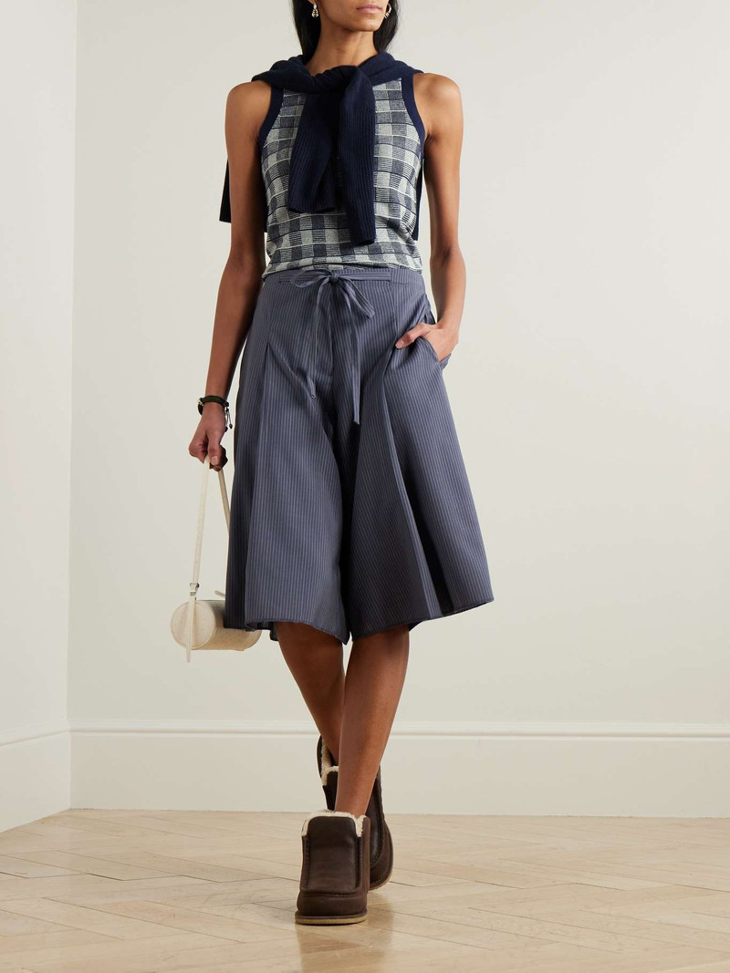 GUEST IN RESIDENCE Gingham silk and linen-blend tank Blue outlook