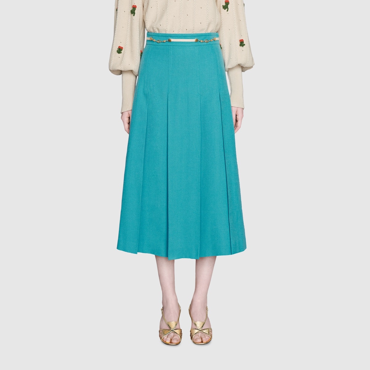 Pleated skirt with Double G chain - 3