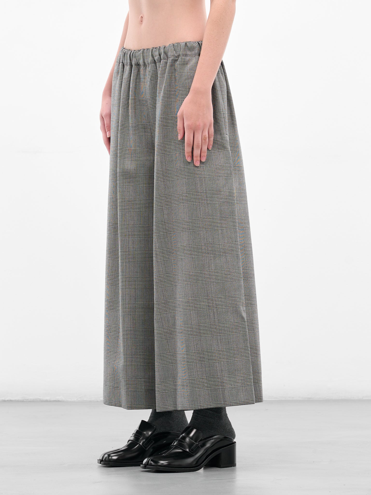 Gray Check Elasticated Baggy Trousers - 2