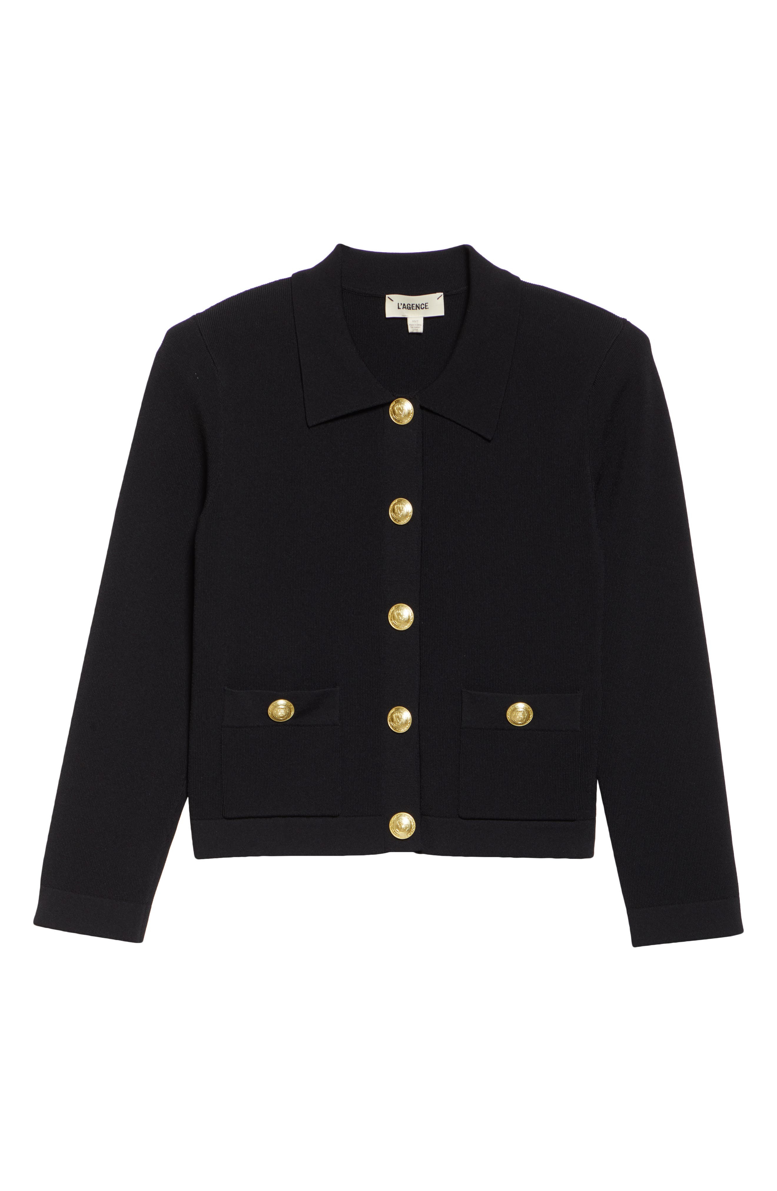 L'AGENCE Osiris Knit Jacket in Black/Gold at Nordstrom - 7