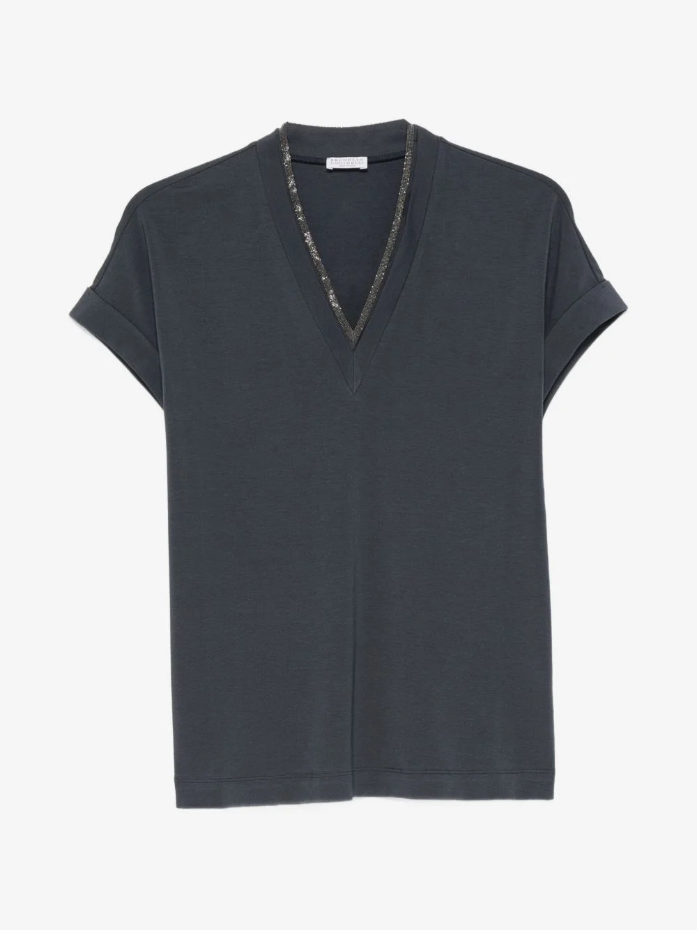 Monili-trim V-neck T-shirt - 1