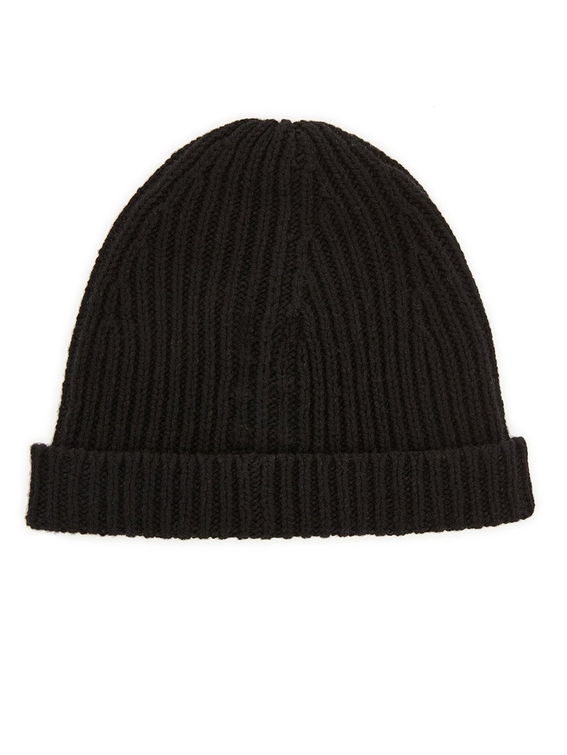 Rick Owens Black Rolled Brim Beanie outlook