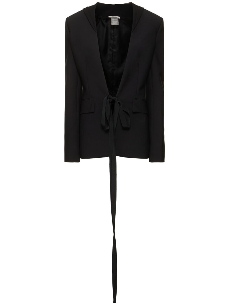 Tailored wool blend blazer w/ hood - 1