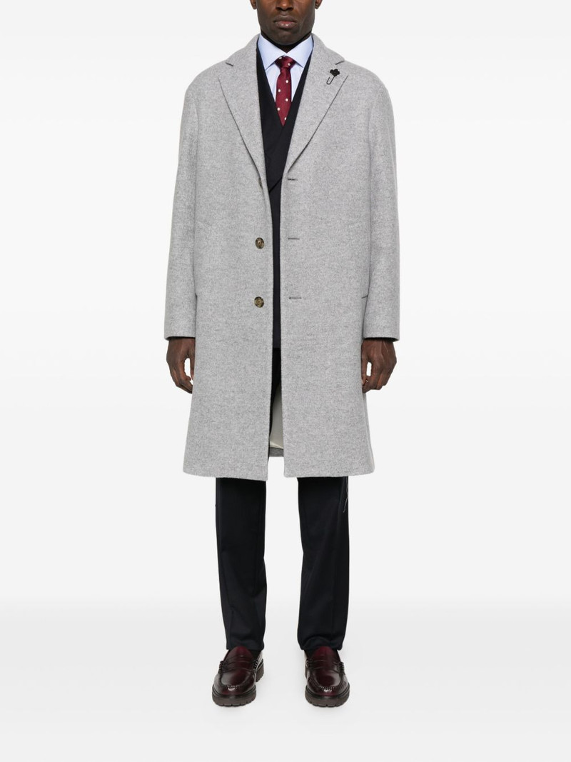 LARDINI single-breasted logo-pin coat outlook