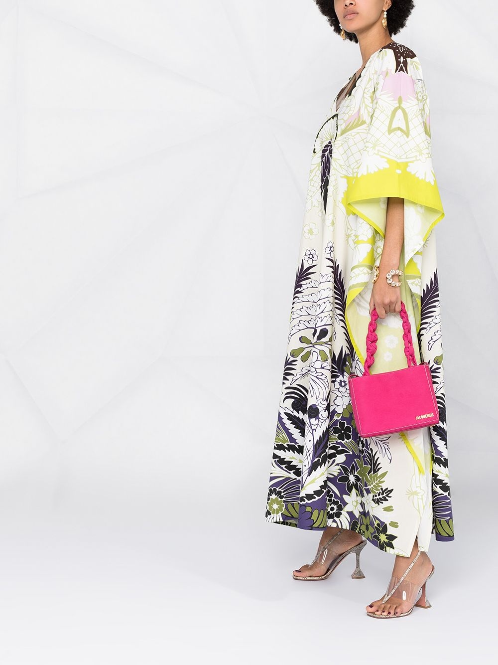 World Arazzo print cape-style draped dress - 6