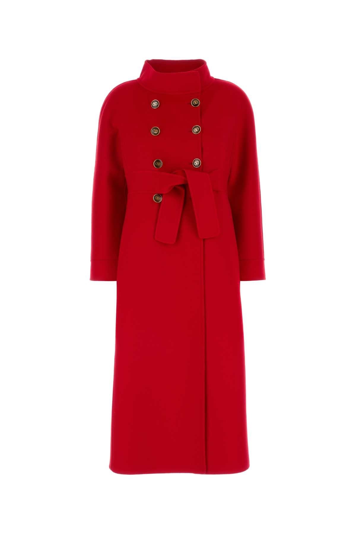 Valentino Garavani Women Red Virgin Wool Blend Coat - 1
