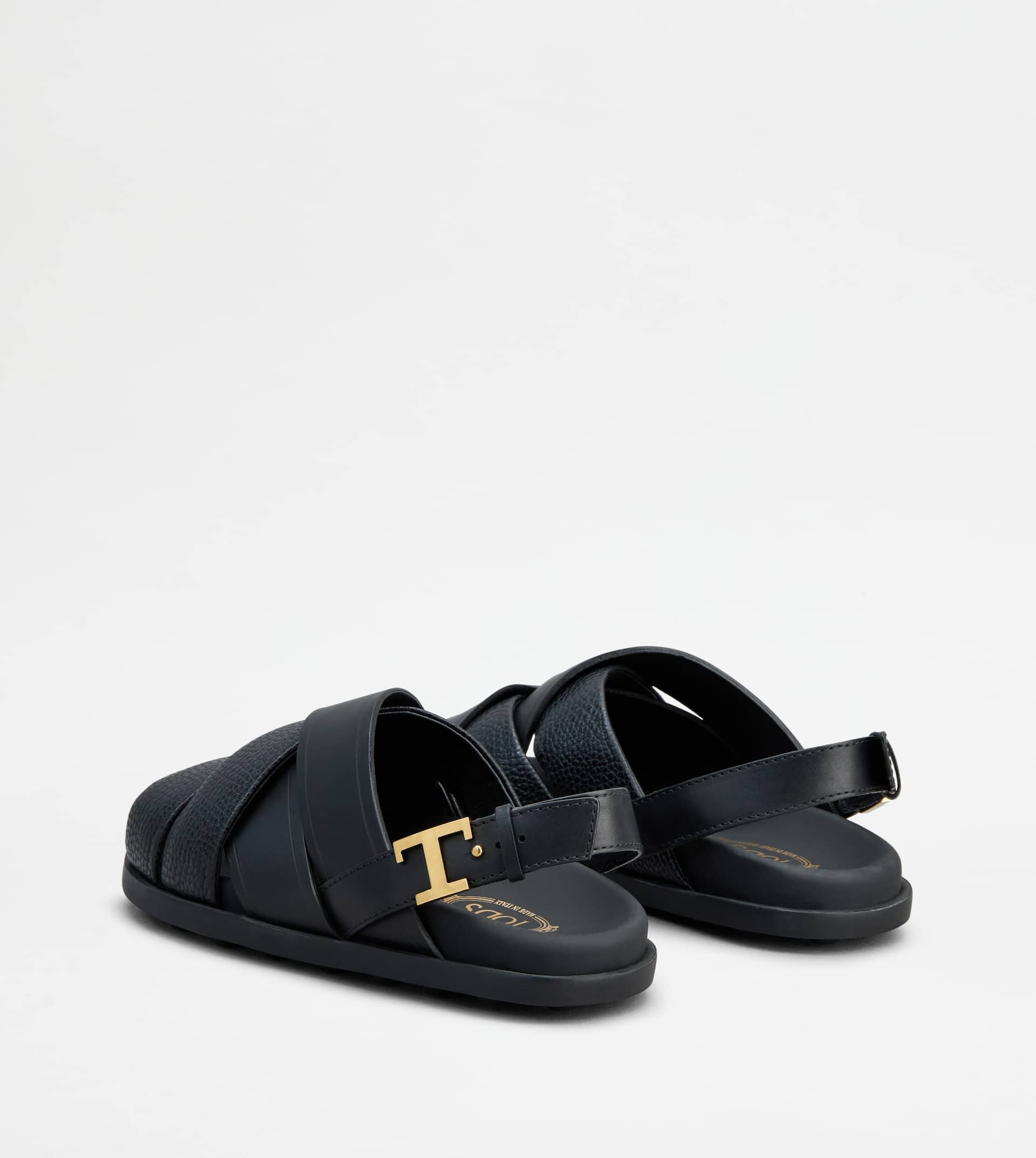 SANDALS IN LEATHER - BLACK - 2