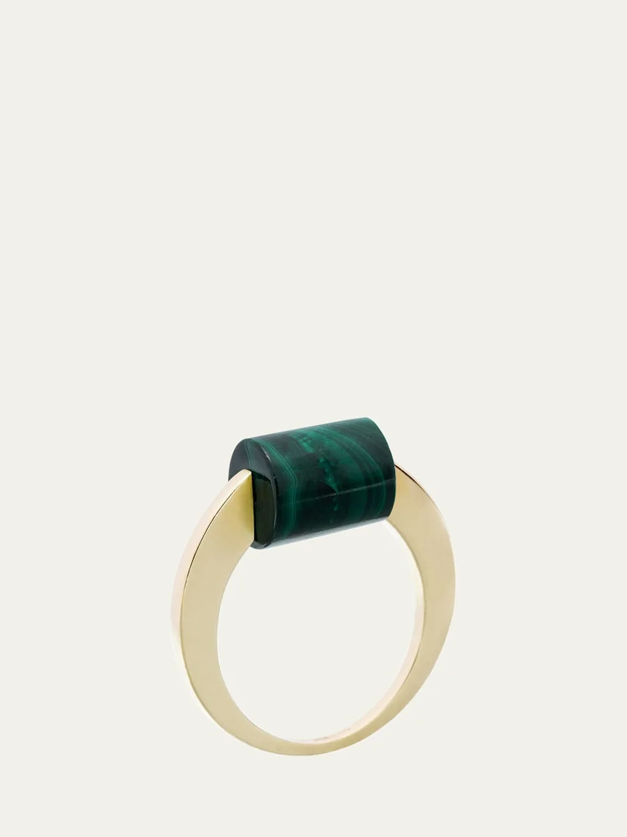 Deco Cylinder Ring with Malachite - 1
